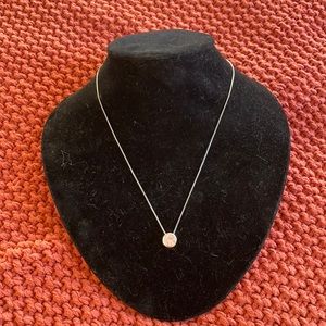18K white gold plated necklace with pink gemstone